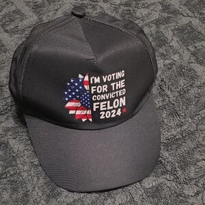 Black Graphic Baseball Cap I'm Voting For The Convicted Felon 2024 New